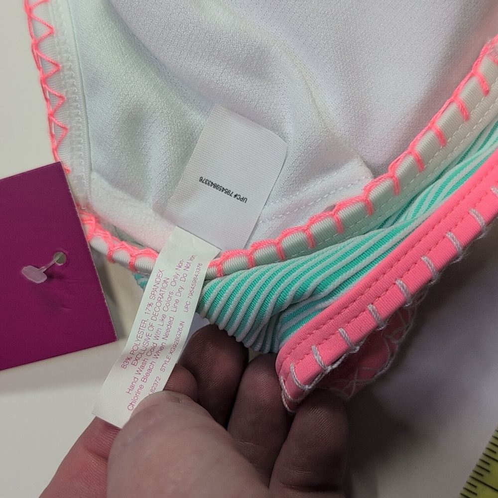 SO Mint and Pink Halter Bikini Top Juniors Size Small - Picture 7 of 7